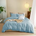 thumbnail image 1 of 3-Sided Zipper Closure Duvet Cover – Easy On & Off Bedding, 500-TC Egyptian Cotton 3-PCs Duvet Cover Set - King Size ( 90" x 104" ) Inches, (French Blue), 1 of 4