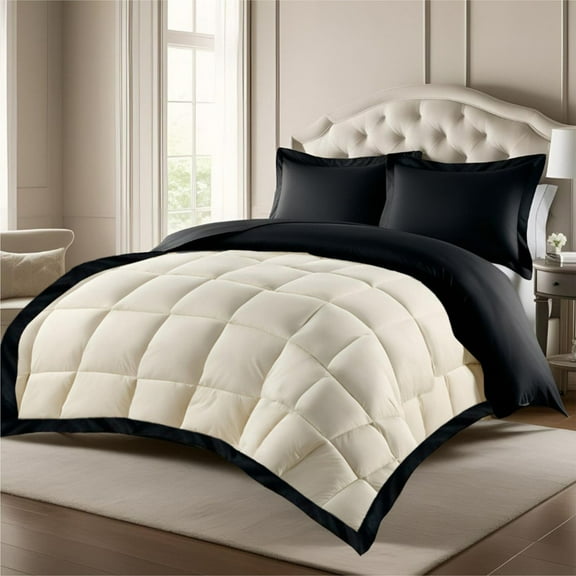 3 Sided Zipper Duvet Cover Set Easy to Use Home & Hotel Soft Microfiber 3 PCS 1-Duvet Cover & 2- Pillow Sham No Comfoter Queen_ 90 X 90 Inch