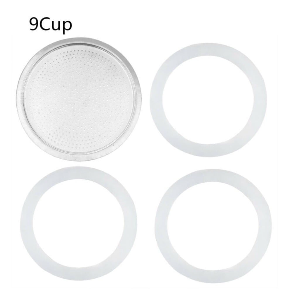 3 Silicone Gaskets and 1 Aluminum Filter for Moka Pot Espresso ...