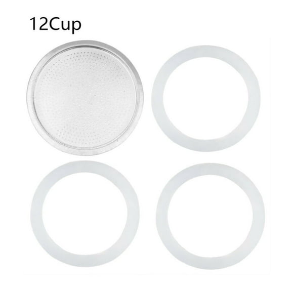 3 Silicone Seals And 1 Aluminum Filter For Espresso Pot Moka Pot Accessories