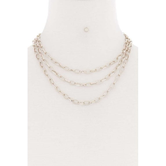 3 Simple Metal Chain Layered Necklace