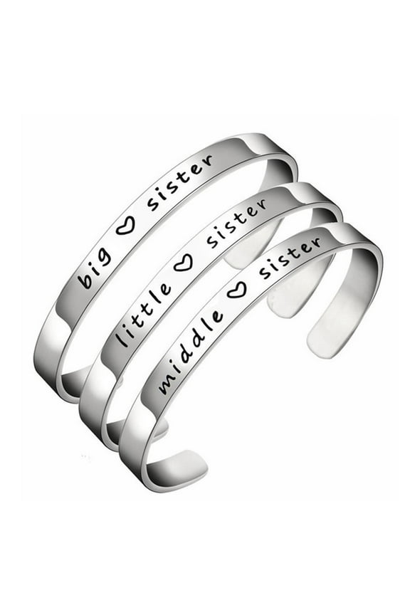 3 Sisters Bracelet Set Big Sister Middle Sister Little Sister Cuff Bangle Bracelet Sister Jewelry Gift for Family Friend