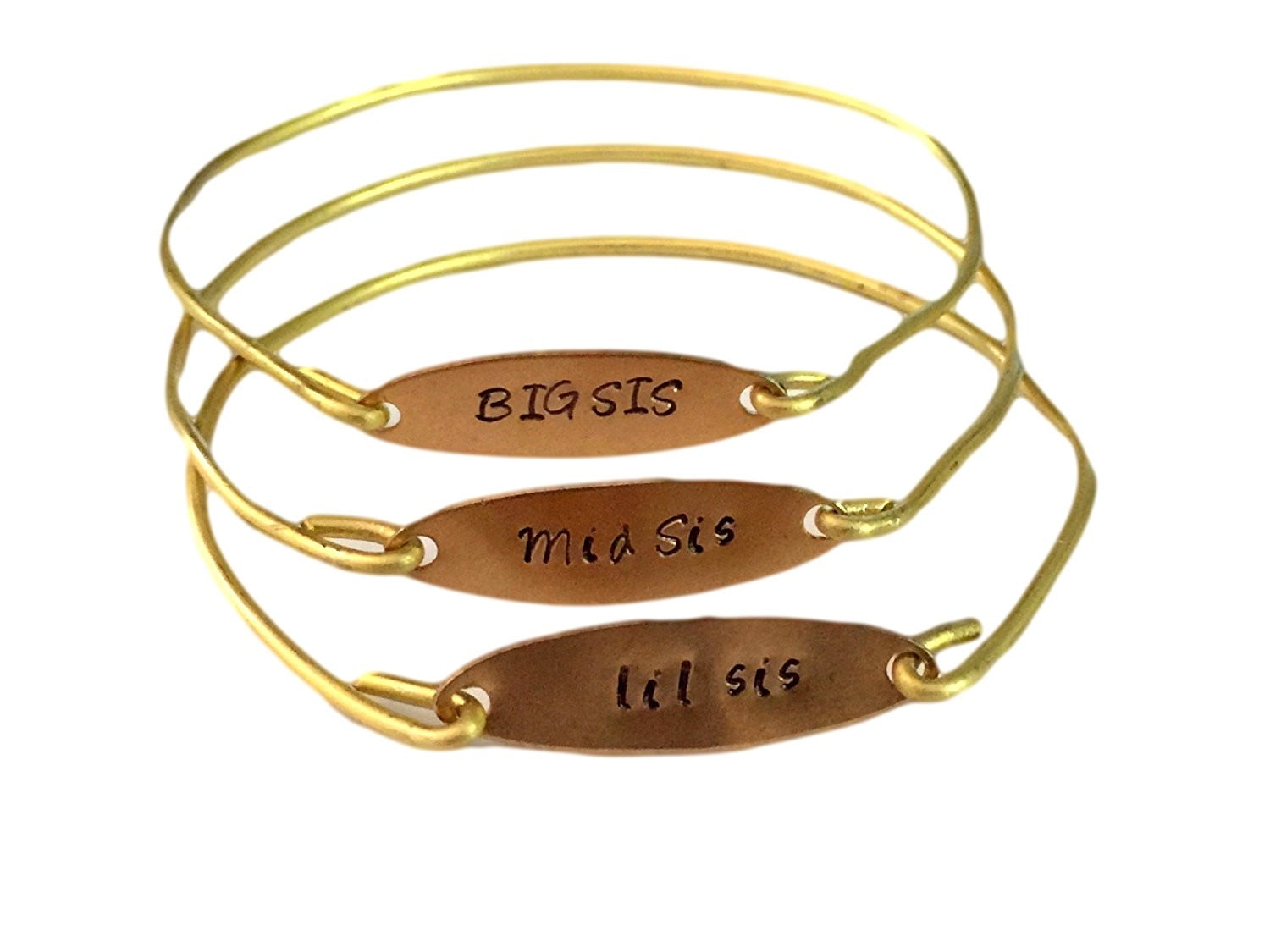 3 Sisters Bracelet Set, Brass, 3 Sisters Jewelry, Big Sis, Mid Sis, Lil