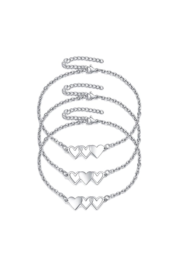 3 Sisters Bracelets Best Necklace for 3 Set of 3 Heart Bracelets 3 3 Bestie Long Distance Friendship Gift