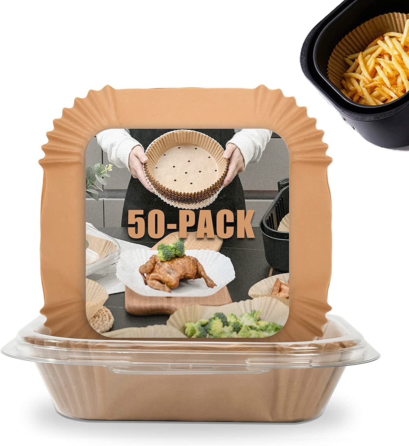 [3-Size] Air Fryer Disposable Paper Liner Square Compatible with Airfryer Toaster Oven, Non-stick Air Fryers Parchment Paper Baking Accessories