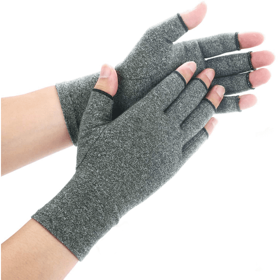 3 Size Anti Arthritis Gloves Textured Open Finger Compression Fingerless Gloves Support for Rheumatoid and Osteoarthritis Pain Relief