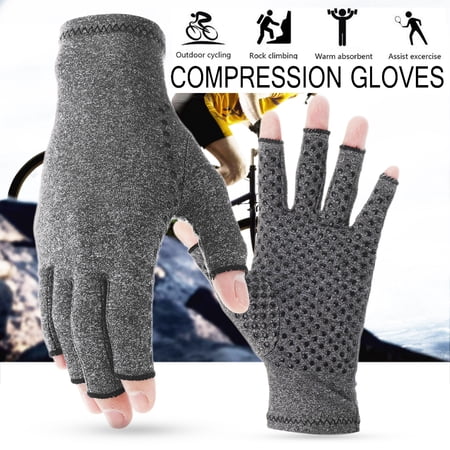 3 Size Anti Arthritis Gloves Textured Open Finger Compression Gloves Support for Rheumatoid and Osteoarthritis Pain Relief