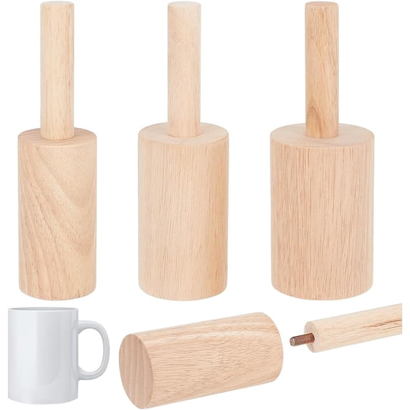 3 Size Cup Pottery Molds (2.4/2.7/3.1 Inch) ID Wooden Cup Shaping Tools with Removable Handle Pottery Set for DIY