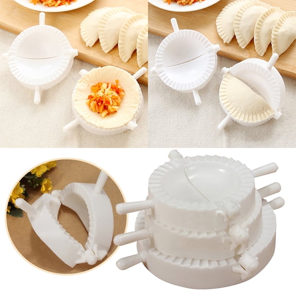 3 Size Manual Dumpling Press Mold Set Crimped Edge Dumpling Crimper For Homemade Wonton Making Kitchen Gadget(White-8Cm)