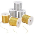 thumbnail image 1 of 3 Size Metallic Cord 400 Yards Tinsel String Thread Gold Silver Jewelry Thread Tag Cord for Craft Jewelry Making Christmas Ornament Hanging Decoration（0.2mm/0.5mm/0.6mm）, 1 of 7