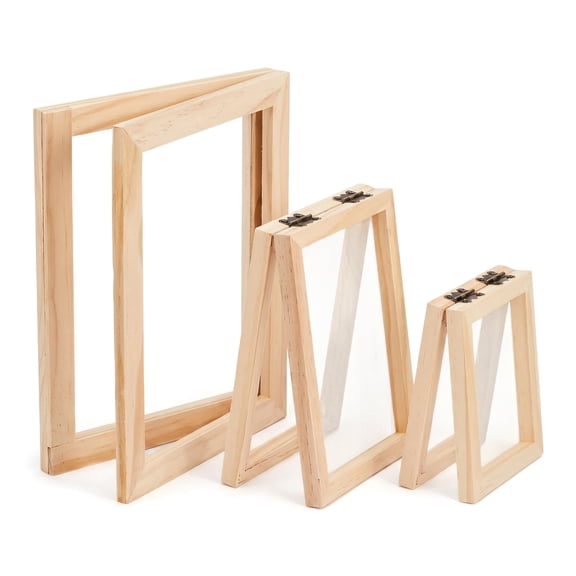 3 Size Paper Making Wooden Mould – Papermaking Screen Kit with Frame, DIY Handmade Paper Craft Set for A7, A6, A5 Sizes