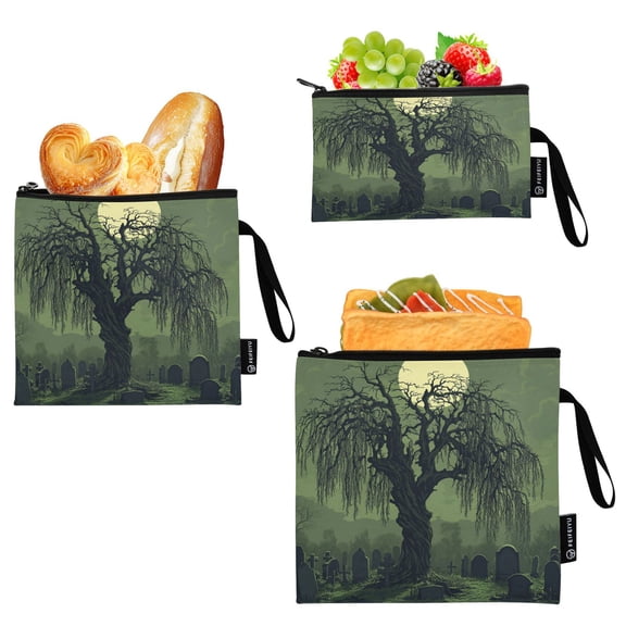 3 Size Reusable Food Storage Bags Set Airtight Zipper Closure Lunch Snacks Travel Organizer Old Willow Tree