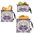 thumbnail image 1 of 3 Size Reusable Food Storage Bags Set Airtight Zipper Closure Lunch Snacks Travel Organizer Purple Candle Pumpkin Skull, 1 of 8