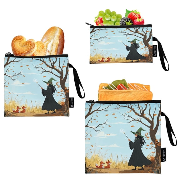 3 Size Reusable Food Storage Bags Set Airtight Zipper Closure Lunch Snacks Travel Organizer Red Fox