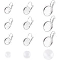 thumbnail image 1 of 3 Sizes 12/14/18mm Leverback Earring with Cabochons 36 Sets Stainless Steel Leverback Earring Base Round Earring Blanks with Glass Cabochons Settings, 1 of 8