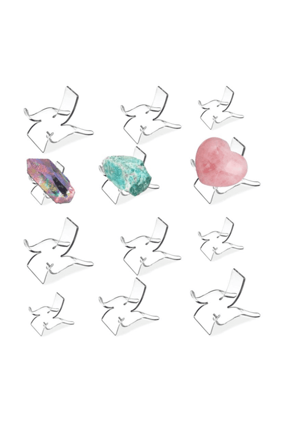 3 Sizes 12 PCS Crystal Display Stand,Acrylic Crystal/Rock Holder,Clear Display Easel Stands Pedestal for Crystal,Geodes,Rock,Mineral Agate Fossil Coral Gemstone Small Collectibles Display Stands