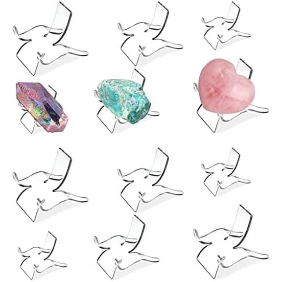 (3 Sizes 12 PCS)Crystal Display Stand,Acrylic Rock Holder,Clear Display Easel Stands Pedestal for Crystal,Geodes,Rock,Mineral Agate Fossil Coral Gemstone Small Collectibles Display Stands