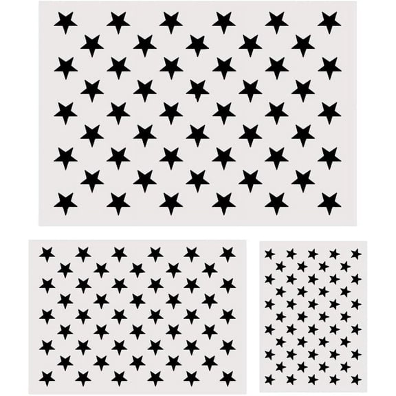 3 Sizes 50 Star Stencil, Plastic Star Stencil Template for Flag DIY Drawing Painting Craft Projects, American Flag Projects