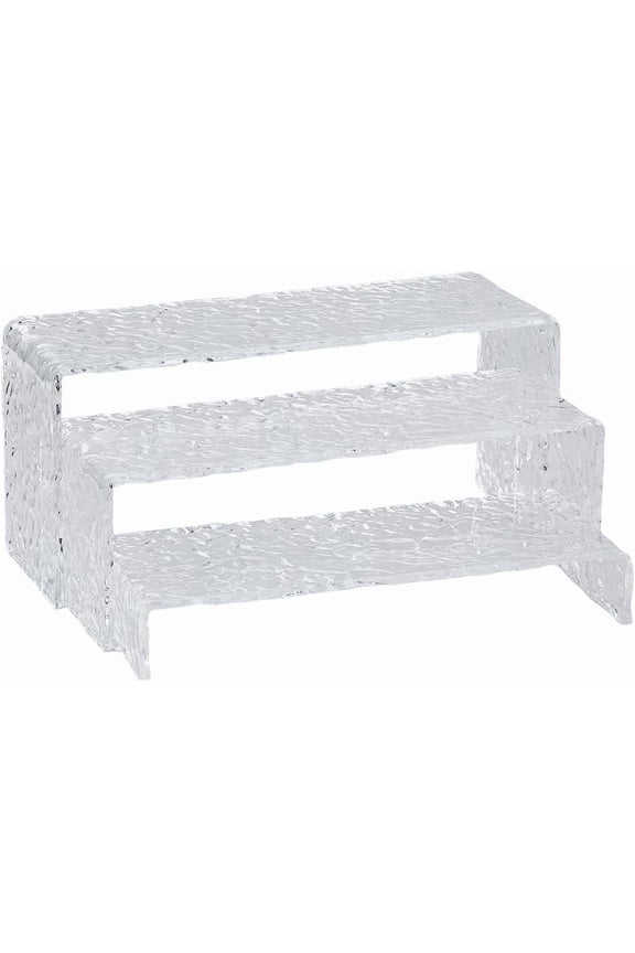 3 Sizes Acrylic Display Risers Rectangular Clear Acrylic Showcase Glass Grain Fixtures Collectible Display Stand Transparent Tiered Display Stand for Minifigures Cosmetic Jewelry Clear
