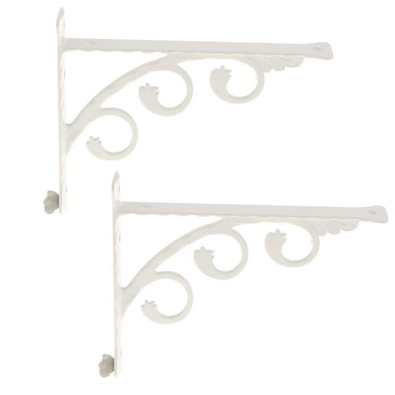 3 Sizes Available 2Pcs Shaped Wall Mounted Shelf Bracket Metal Hanging Support Holder White - 12x15cm