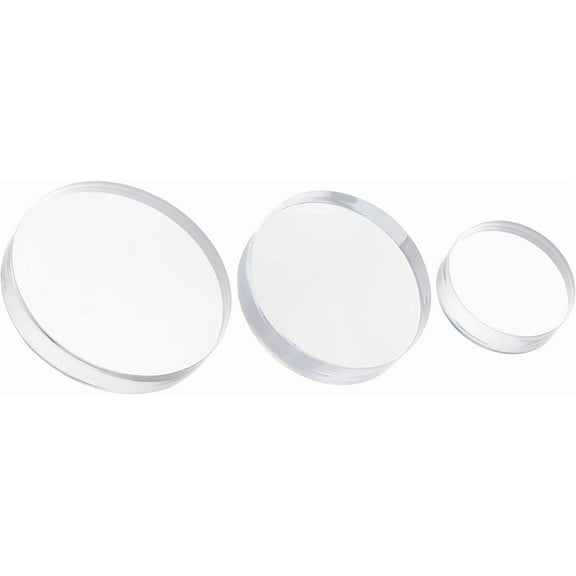3 Sizes Clear Acrylic Display Base Acrylic Display Block 2.7/2/1.6 inch Clear Polished Acrylic Cube Round Acrylic Jewelry Display Stand Decorative Pedestals for Photography Props Jewelry for DIY