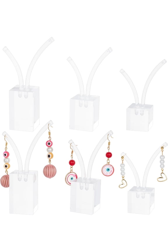 3 Sizes Clear Earrings Display Stands Tree Jewelry Display Holder Acrylic Earring Storage Trade Show Store Countertop Display Hanging Supplies Home Decor Vanity Fashion Clear