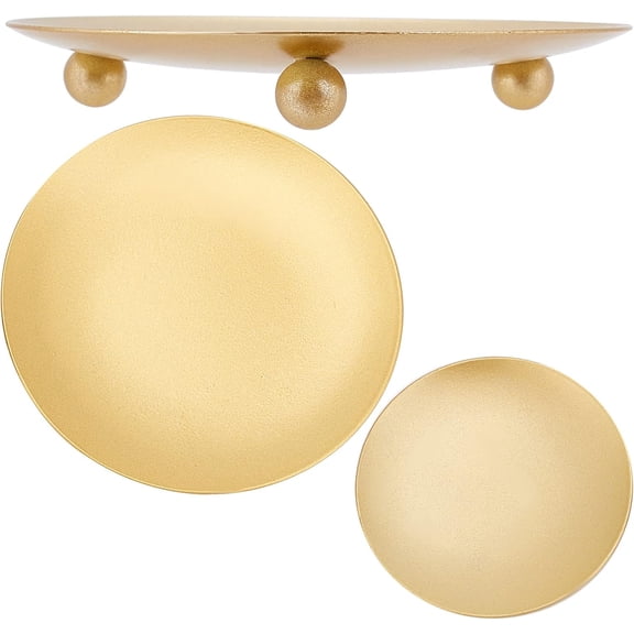 3 Sizes Iron Plate Candle Holders Golden Decorative Iron Pillar Candle Plate