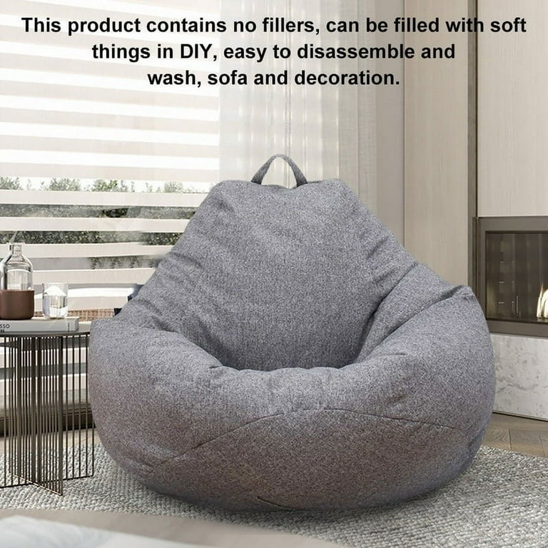 3 Sizes Large Bean Bag Sofa Cover with Pockets Lounger Chair Sofa Living Room Furniture Beanbag Bed for Adults Kids Just Cover No Filling
