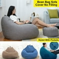 thumbnail image 1 of 3 Sizes Large Bean Bag Sofa Cover with Pockets Lounger Chair Sofa Living Room Furniture Beanbag Bed for Adults Kids Just Cover No Filling, 1 of 9
