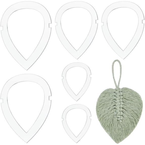 3 Sizes Leaf Macrame Cutting Molds 6pcs Teardorp Macrame Frame Macrame Wall Hanging Tool Acrylic Macrame Template for DIY Crafts Feather Tassel Making Weaving Home Hanging Decor