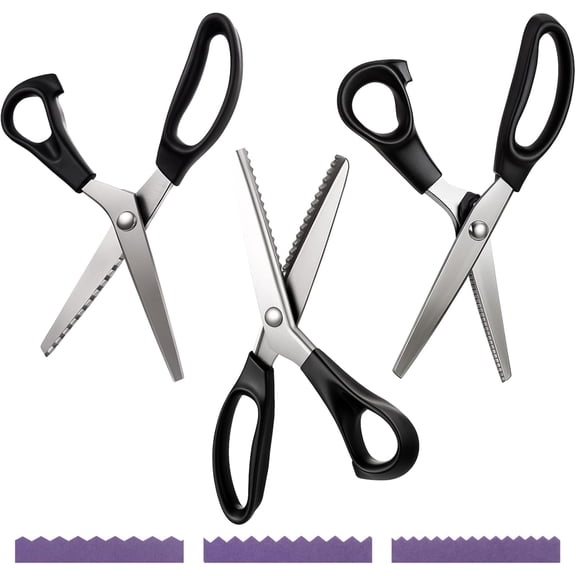 3 Sizes Pinking Shears Set  mm 5 7 mm Zigzag Scissors Handheld Serrated Edge Scissors for Fabric Leather Craft Paper Cutting Dressmaking & Scrap booking Supplies