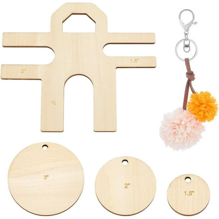 3 Sizes Pompom Maker Tool Set Unfinished Wood Pompom Maker 1.5"/2"/3" H-Shaped Wool Ball Making Tool with Cutting Guides