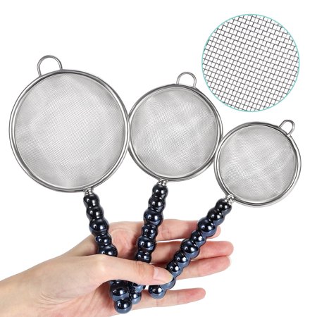 3 Sizes Premium Fine Mesh Strainer with Ceramic Handle, Stainless Steel Wire Strainers is perfect for Sift, Strain, Drain Rinse Vegetables, Pastas Tea