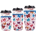 thumbnail image 1 of 3 Sizes Reusable Neoprene Insulator Sleeve Iced Coffee Sleeve Butterfly Drink Sleeves Holder Iced Hot Drinks Tea for Coffee Compatible Tumbler Cups Protein Shake Bottles, 1 of 8
