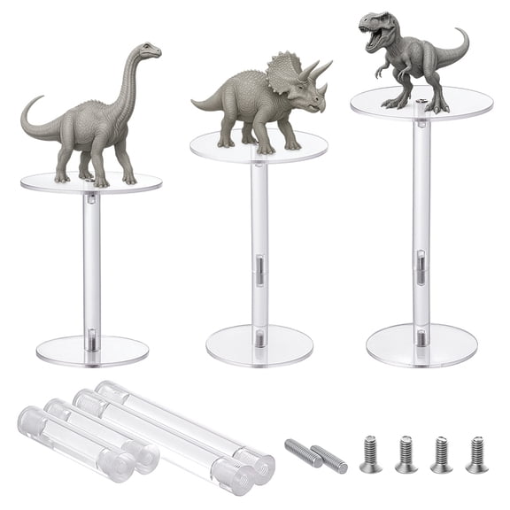 3 Sizes Round Tiered Acrylic Action Figure Display Riser Stands Clear 6.5~8x5.5~10.3cm