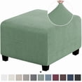 thumbnail image 1 of 3 Sizes Square Jacquard Durable Customized Stretch Footrest Ottoman Cover Folding Storage Stool Furniture Protector Slipcover (Cyan,M), 1 of 7