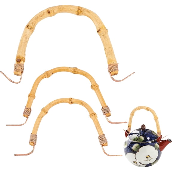 3 Sizes Teapot Handle Replacement Bamboo U-Shape Handle Pottery Tea Pots Handle Adjustable Dobin Handle for Ceramic Pot Pottery Tea Pots Japanese Wired Teapot