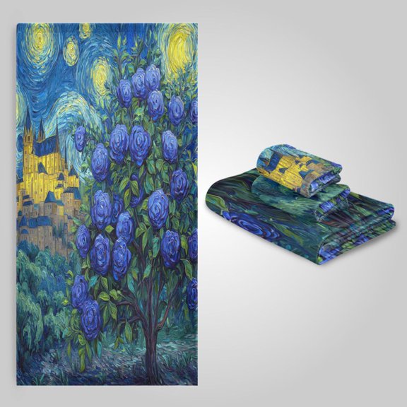 3 Sizes Towel Set - Bath Towel, Hand Towel & Washcloth for Daily Household Use Midnight Rose Citadel