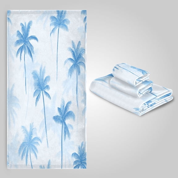 3 Sizes Towel Set - Bath Towel, Hand Towel & Washcloth for Daily Household Use Pale Blue Oasis