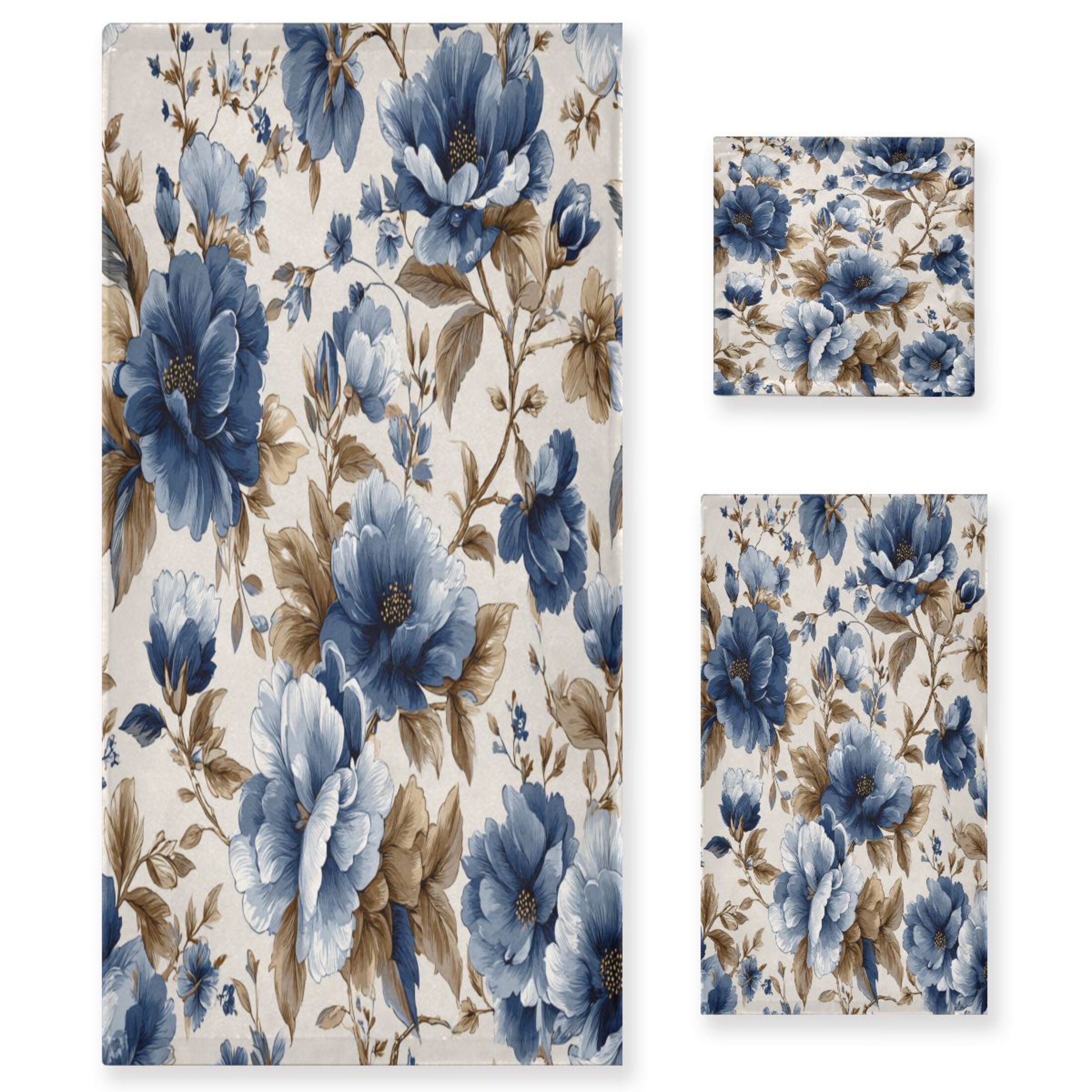 3 Sizes of Towel Sets Including Bath Towel Hand Towel and Washcloth for Daily Use Elegant Orchids