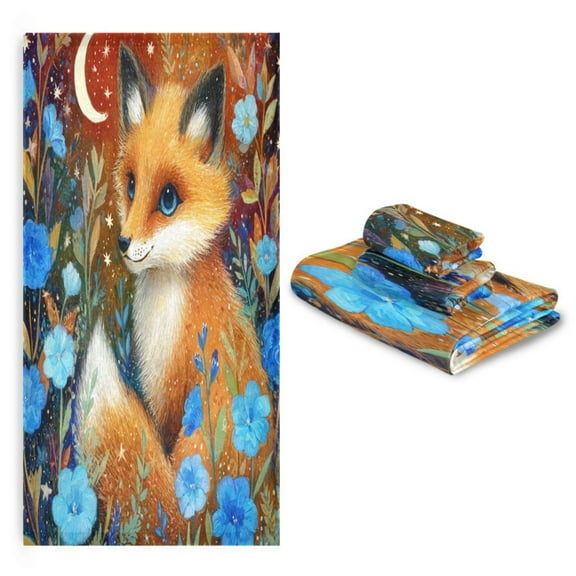 3 Sizes of Towel Sets Including Bath Towel Hand Towel and Washcloth for Daily Use Lovely Little Fox