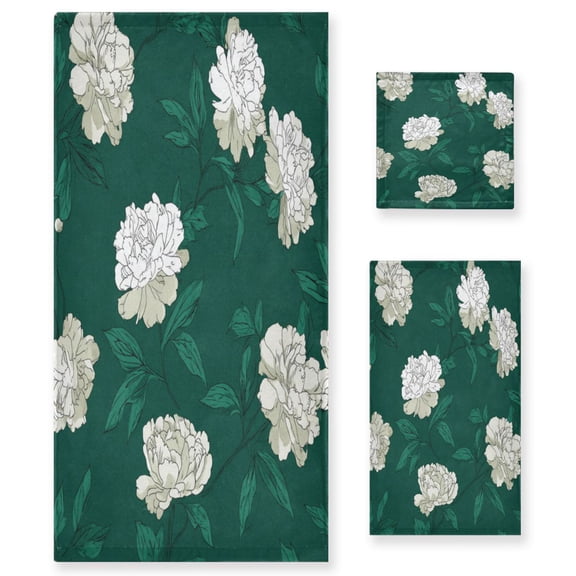 3 Sizes of Towel Sets Including Bath Towel Hand Towel and Washcloth for Daily Use Lush Gardenias