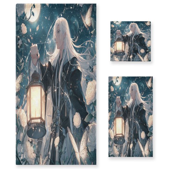 3 Sizes of Towel Sets Including Bath Towel Hand Towel and Washcloth for Daily Use Moonlight Messenger