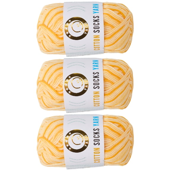 3 Skeins 3-Ply Cotton Yarn for Weaving Knitting Crochet Gold 2mm for making