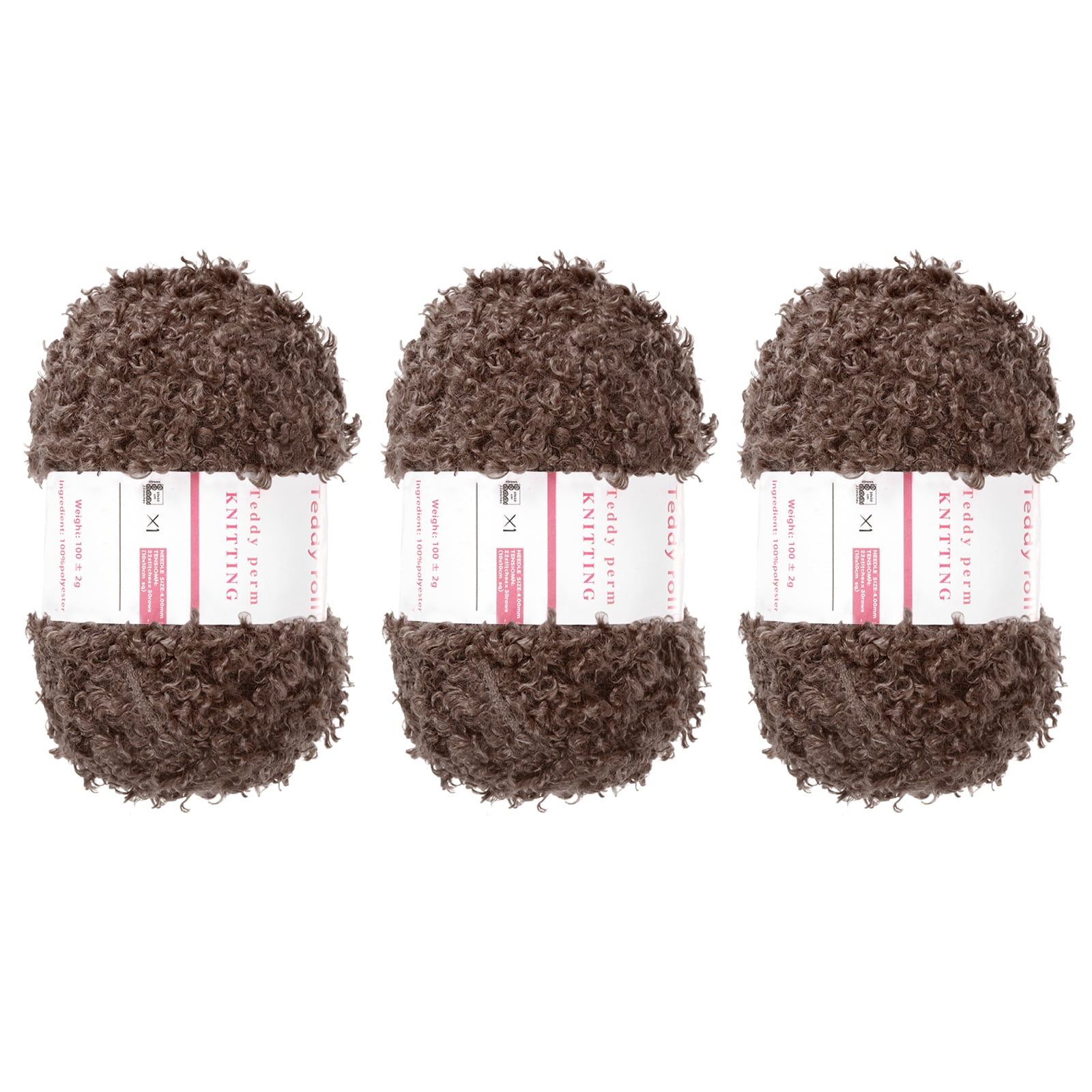 3 Skeins Eyelash Yarn Polyester Yarn Fur Soft Fluffy Chunky Yarn Fuzzy Eyelash Yarn Coffee for Crocheting Knit DIY Clothes Bag - 55Yard/50m, 3.53oz x 3