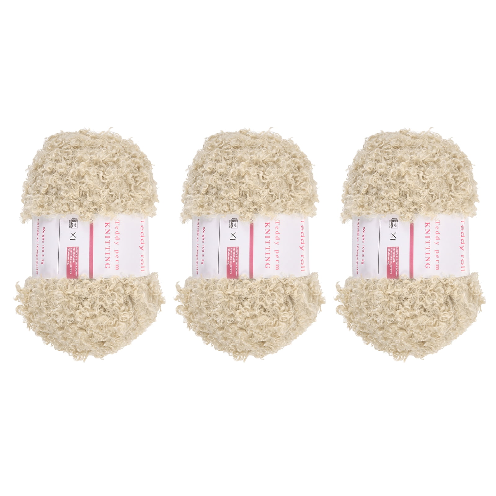 3 Skeins Eyelash Yarn Polyester Yarn Fur Soft Fluffy Chunky Yarn Fuzzy Eyelash Yarn Cream White for Crocheting Knit DIY Clothes Bag - 55Yard/50m, 3.53oz x 3