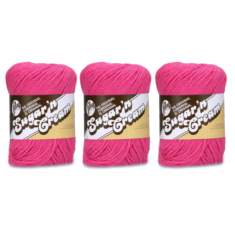 3 Skeins Lily Sugar'n Cream The Original Yarn, Gauge 4 Medium, Hot Pink