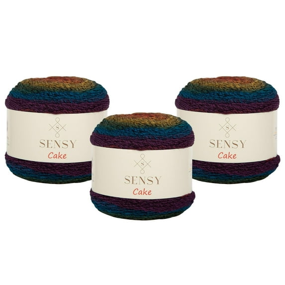 3 Skeins of Sensy Cake Yarn, 5.3 oz, 525 Yards, Multicolor Yarn for Crocheting and Knitting, Craft Yarn, Gauge 3 Light (567)