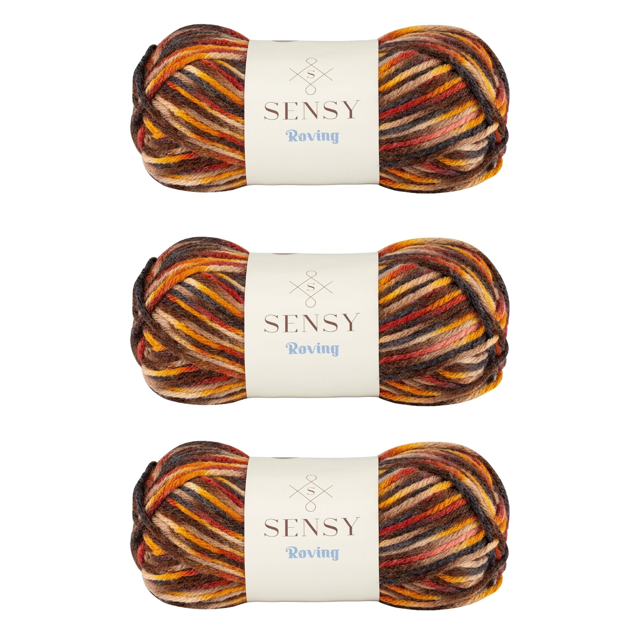 3 Skeins of Sensy Roving Multi Color Yarn, 3.5 oz, 132 Yards, Gauge 5 Bulky (Autumn)