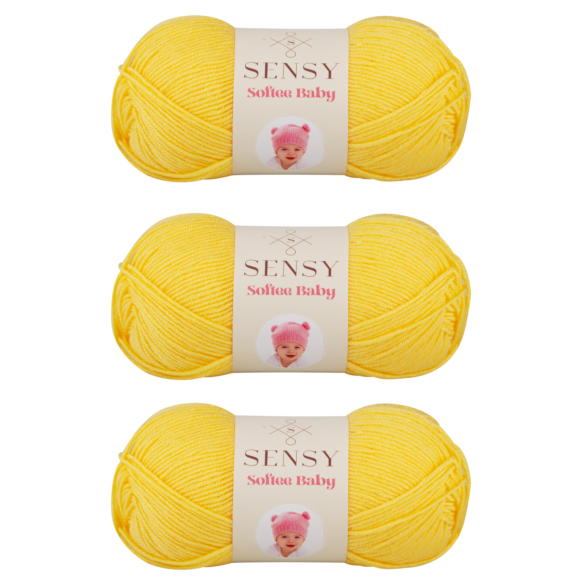 Spiin SNYRN009 Softee Baby Yarn Gomitoli In Acrilico Giallo Pastello, 6x100g, Con Paillettes, Per Abbigliamento Neonato
